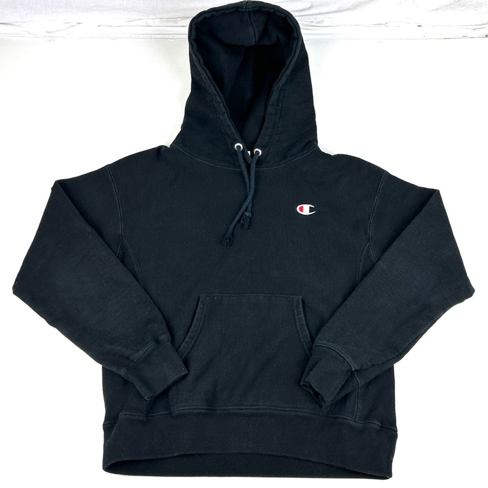 Champion Reverse Weave Womens Size Small Hoodie Sweatshirt Black Cotton